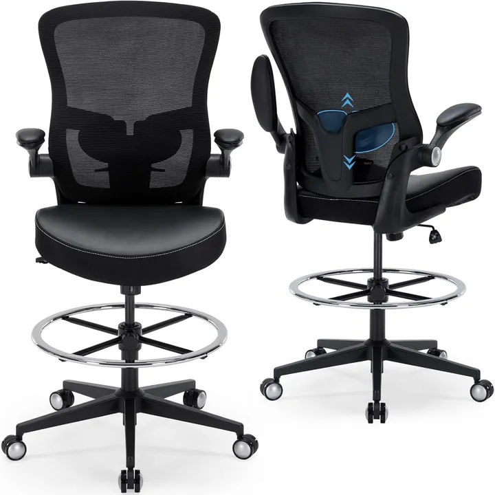 X XISHE Heavy-Duty Big & Tall Drafting Chair, model 968LT, black